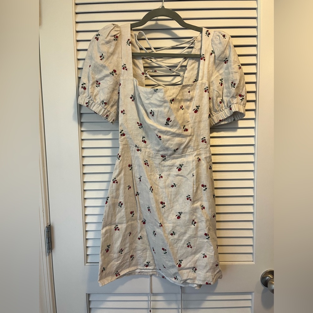 Reformation Cream Floral Backless Dress